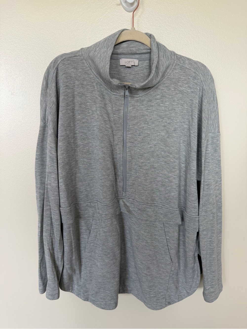 LOFT Heathered Grey 1/2 Zip Pullover Sweatshirt